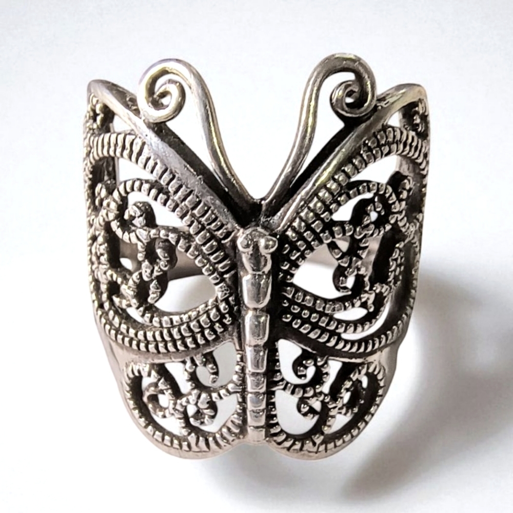 Sterling Silver Filigree Butterfly Or Dragonfly Ring